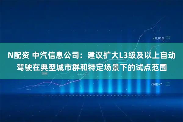 N配资 中汽信息公司：建议扩大L3级及以上自动驾驶在典型城市群和特定场景下的试点范围